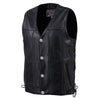 Milwaukee Leather USA MADE MLVSM5005 Men's Black 'Road Whip' Premium Motorcycle Leather Vest with Buffalo Snap Buttons