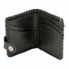 Black leather biker wallet with braided design and flying eagle emblem, featuring a steel chain for HighwayLeather Milwaukee Leather MLW7800.
