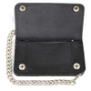 Milwaukee Leather men's 6-inch leather biker wallet with anti-theft stainless steel chain and buffalo nickel snaps.