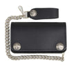 Milwaukee Leather men's 6-inch leather biker wallet with anti-theft stainless steel chain and buffalo nickel snaps, bi-fold design.