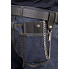 Milwaukee Leather MLW7811 men's 8-inch black leather biker wallet with anti-theft stainless steel chain, shown in back pocket.