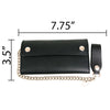Milwaukee Leather MLW7811 men's 8-inch black leather biker wallet with anti-theft stainless steel chain, bi-fold design.