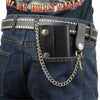 Milwaukee Leather MLW7821 men's 4-inch leather biker wallet with buffalo nickel snaps and anti-theft stainless steel chain.