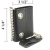 Milwaukee Leather MLW7821 men's 4-inch leather biker wallet with buffalo nickel snaps and anti-theft stainless steel chain.