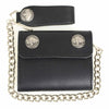 Milwaukee Leather men's 4-inch leather biker wallet with buffalo nickel snaps and anti-theft stainless steel chain.