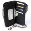 Milwaukee Leather men's 6-inch leather biker wallet with buffalo nickel snap, anti-theft stainless steel chain, and bi-fold design.