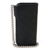 Milwaukee Leather MLW7828 men's 6-inch leather biker wallet with anti-theft chain and buffalo nickel snap, displayed on a white background.