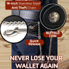 Milwaukee Leather MLW7828 men's 6-inch leather bifold biker wallet with anti-theft chain and buffalo nickel snap, detailed close-up.