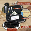 Milwaukee Leather men's 6-inch leather biker wallet with anti-theft chain and buffalo nickel snap, shown opened with card slots inside.