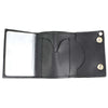 Milwaukee Leather MLW7833 men's 4-inch leather Lone Wolf tri-fold wallet with anti-theft stainless steel chain on a plain background.