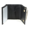 Milwaukee Leather MLW7833 men's 4-inch leather Lone Wolf tri-fold wallet with anti-theft stainless steel chain on black background.