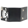 Milwaukee Leather men's 4-inch leather skeleton teeth tri-fold wallet with anti-theft stainless steel chain.