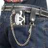 Milwaukee Leather men's 4-inch leather skeleton teeth tri-fold wallet with anti-theft stainless steel chain, detailed stitching and design.