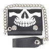 Milwaukee Leather MLW7834 men's 4-inch leather tri-fold wallet with skeleton teeth design and anti-theft stainless steel chain.