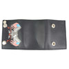 Milwaukee Leather MLW7837 men's 4-inch leather eagle and flag tri-fold wallet with anti-theft stainless steel chain visible in the image.