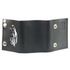 Milwaukee Leather MLW7838 men's 4-inch flaming eagle leather tri-fold wallet with anti-theft stainless steel chain.