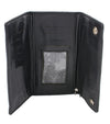 Milwaukee Leather men's black tri-fold leather wallet with steel chain, featuring multiple card slots and a secure fold design.