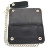 Milwaukee Leather MLW7881 men's 6-inch braided leather biker wallet with anti-theft stainless steel chain on a plain background.