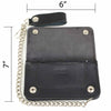 Milwaukee Leather MLW7881 men's 6-inch braided leather bifold biker wallet with anti-theft stainless steel chain on a white background.