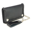 Milwaukee Leather MLW7881 men's 6-inch leather braided biker wallet with anti-theft stainless steel chain, featuring a bi-fold design.