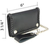 Milwaukee Leather men's 6-inch braided leather bifold biker wallet with anti-theft stainless steel chain.