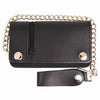 Milwaukee Leather MLW7882 men's black leather biker wallet with outer pocket and stainless steel chain, bi-fold design.