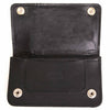 Milwaukee Leather MLW7882 men's 6-inch black leather biker wallet with outer pocket and stainless steel anti-theft chain.