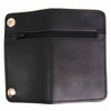 Milwaukee Leather MLW7882 men's 6-inch black leather biker wallet with outer pocket, bi-fold design, and stainless steel anti-theft chain.
