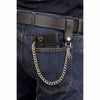 Milwaukee Leather MLW7882 men's black leather biker wallet with outer pocket and stainless steel chain, shown from the back.