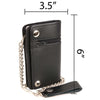 Milwaukee Leather MLW7882 black leather men's biker wallet with outer pocket, bi-fold design, and stainless steel anti-theft chain.