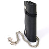 Milwaukee Leather MLW7890 men's 6-inch leather bi-fold biker wallet with anti-theft chain and zipper pocket, showcasing detailed craftsmanship.