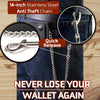 Milwaukee Leather MLW7890 men's 6-inch leather biker wallet with anti-theft stainless steel chain and zipper pocket, outside view.