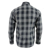 Milwaukee Leather NexGen MNG11630 men's black and grey long sleeve cotton flannel shirt, front view showing collar and button details.