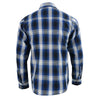 Milwaukee Leather men's blue and white long sleeve cotton flannel shirt with button-up front and classic collar.