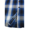 Milwaukee Leather men's blue and white long sleeve cotton flannel shirt with button-up front, tailored fit, and classic style.