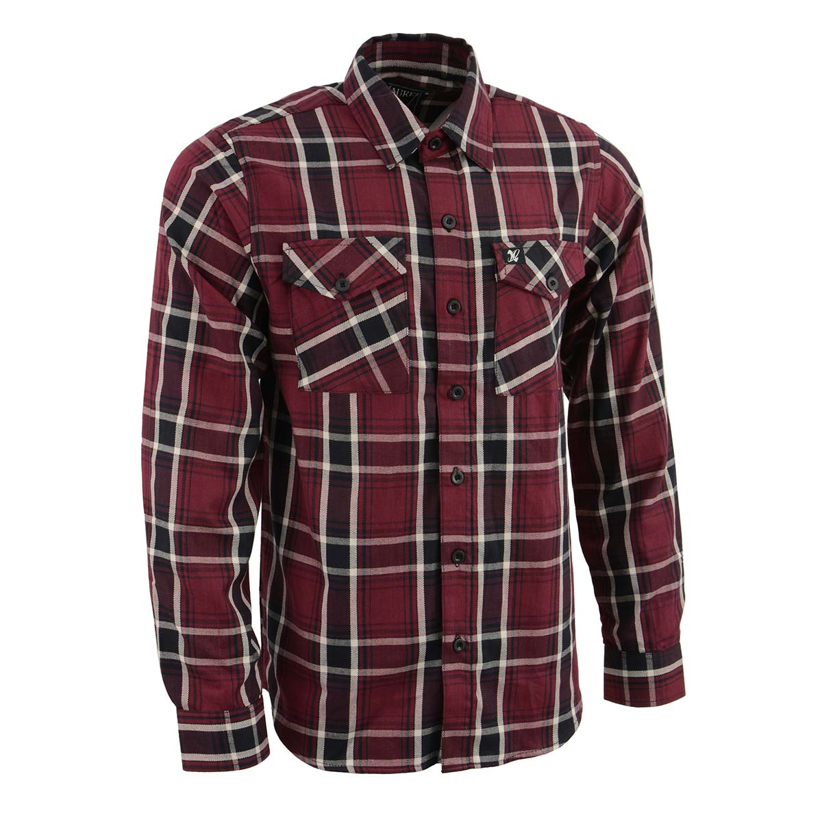 NexGen MNG11640 Men's Maroon with Black and White Long Sleeve Cotton Flannel Shirt