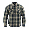 Milwaukee Leather men's grey long sleeve cotton flannel shirt with black accents, casual textile clothing for men.