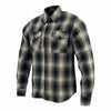Milwaukee Leather men's grey long sleeve cotton flannel shirt with black accents, casual textile clothing for men.