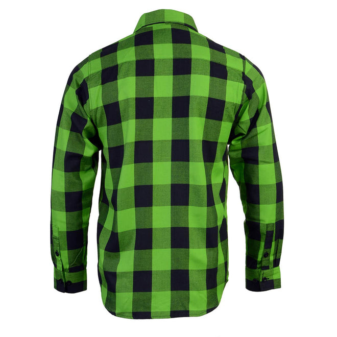 NexGen MNG11656 men's black and neon-green cotton flannel shirt