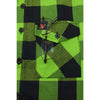 Milwaukee Leather men's black and neon-green long sleeve cotton flannel shirt with button-up front and chest pockets.