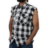 Milwaukee Leather MNG11690 Men’s Black and White Cut Off Flannel Shirt
