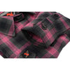 Milwaukee Leather NexGen MNG21604 women's black and pink long sleeve casual cotton flannel shirt, close-up view