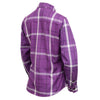 Milwaukee Leather women's casual flannel shirt with purple and white long sleeves, made of soft cotton textile clothing.