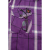 Milwaukee Leather NexGen MNG21605 women's casual purple and white long sleeve cotton flannel shirt, close-up view.