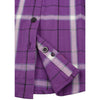 Milwaukee Leather women's casual purple and white long sleeve cotton flannel shirt with button front.