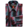 Milwaukee Leather women's long sleeve cotton flannel shirt in black, pink, and blue with a button-up front and casual fit.