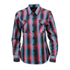 Milwaukee Leather women's long sleeve cotton flannel shirt in black, pink, and blue with a casual, stylish design.