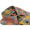 Milwaukee Leather women's long sleeve cotton flannel shirt in gray, red, and yellow, featuring a casual, comfortable textile clothing style.