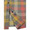 Milwaukee Leather women's long sleeve cotton flannel shirt in gray, red, and yellow with a button-up front and collar.