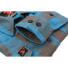 Milwaukee Leather women's long sleeve cotton flannel shirt in brown and aqua, featuring a button-up design and soft fabric.